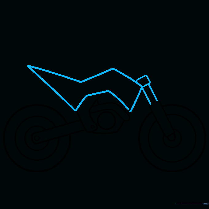 Main frame and front fork of the dirt bike being constructed.