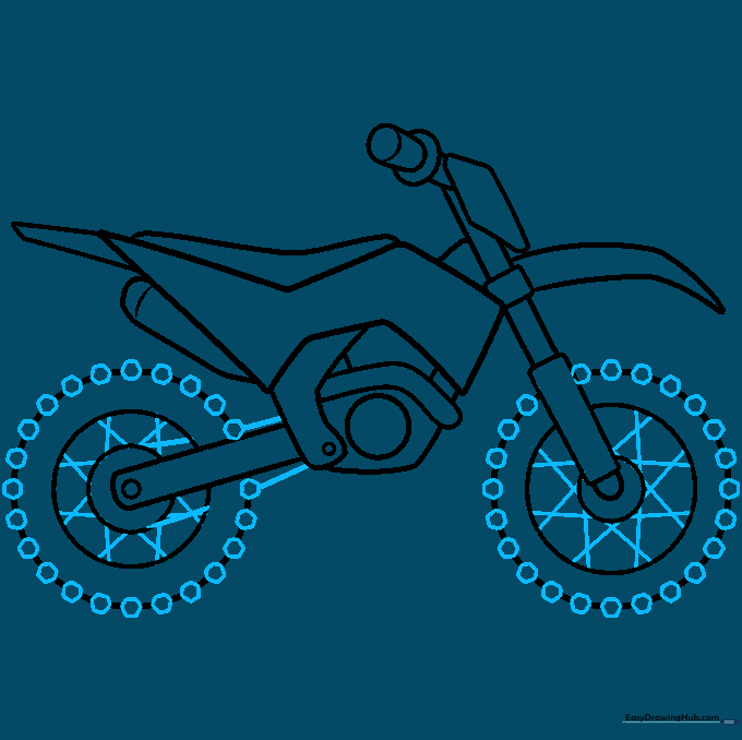 Detailed tire treads and wheel spokes added to the dirt bike.