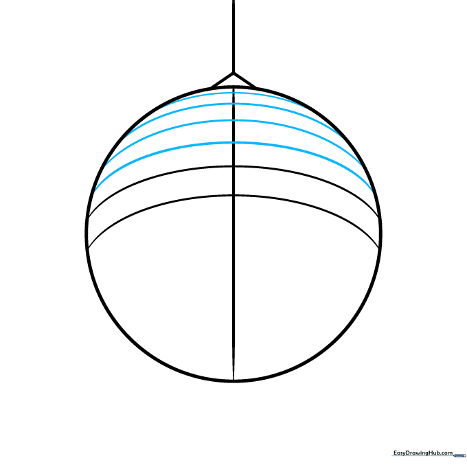 Adding additional curved lines to the upper half of the disco ball to create a sense of volume.
