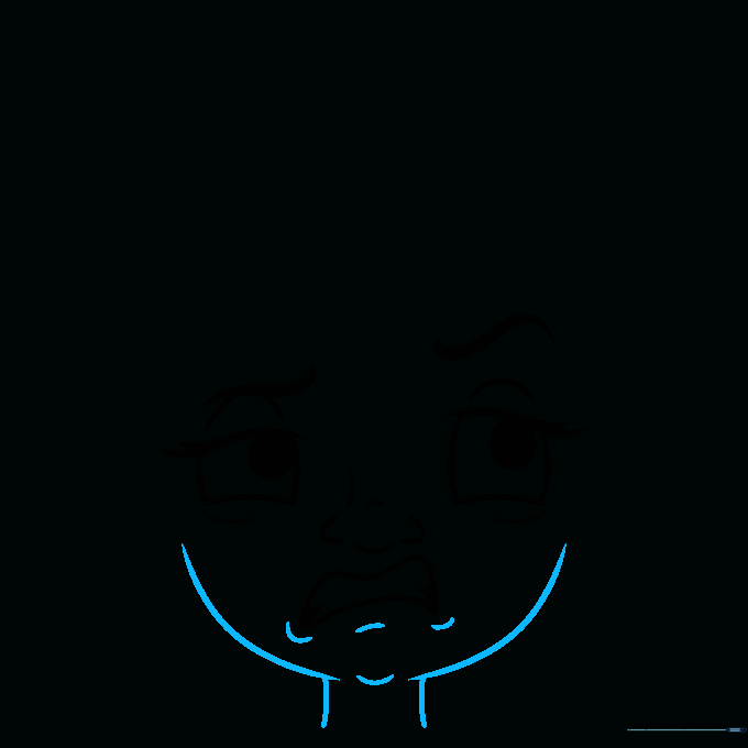 Outline of a face shape and neck with subtle contour lines for the chin.