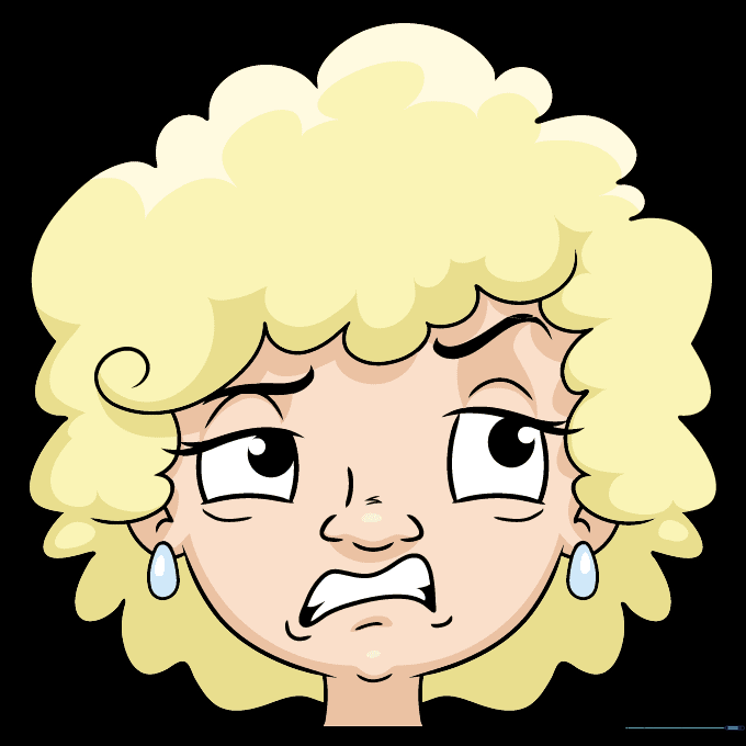 Fully colored cartoon character showing a disgusted facial expression.