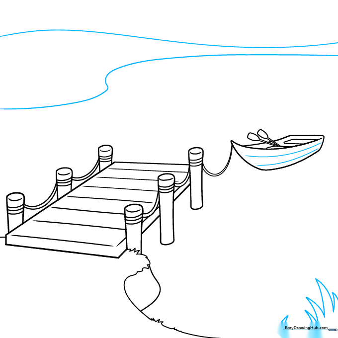 Adding the horizon line and background landscape elements.