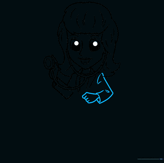 Sketch of the doctor's second arm with fabric folds indicated by lines.