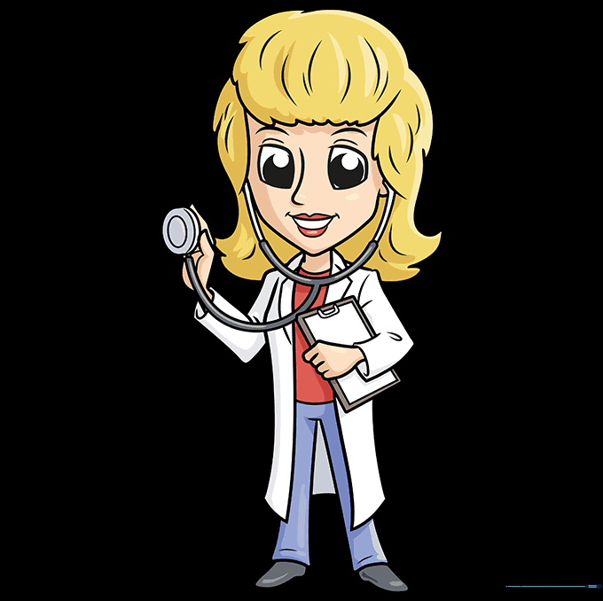 Final colored cartoon doctor drawing.
