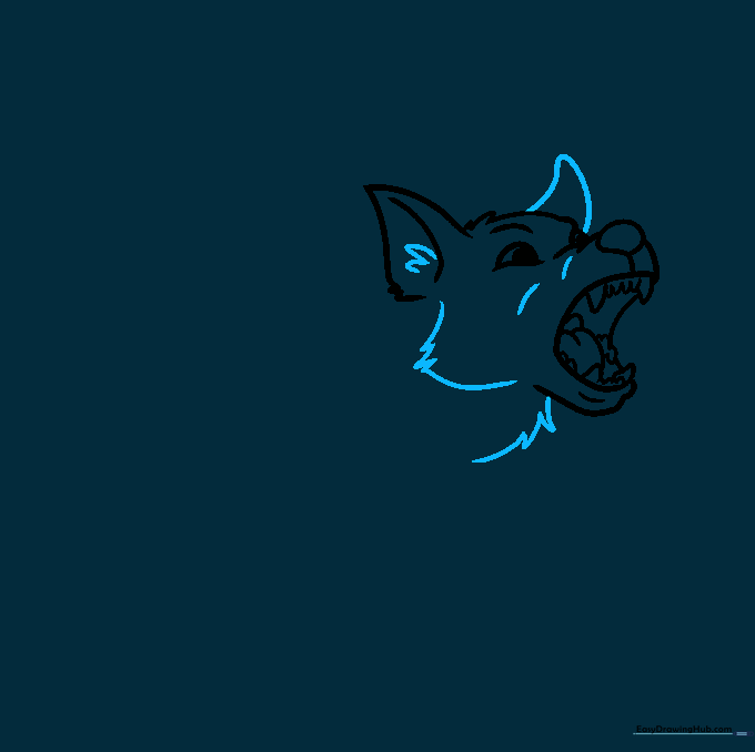 Adding the second ear and fur details around the dog's neck.
