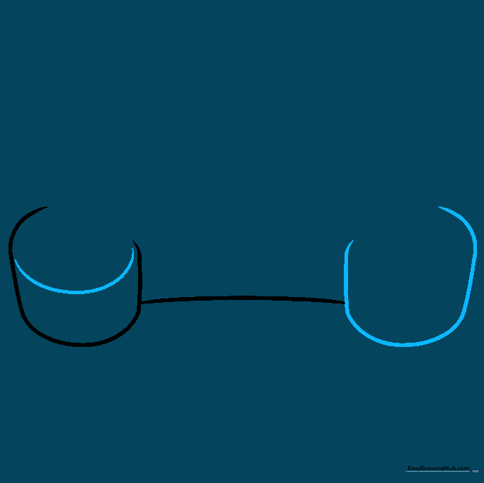 Drawing showing the addition of a curved line on the first knob and the start of the second knob.