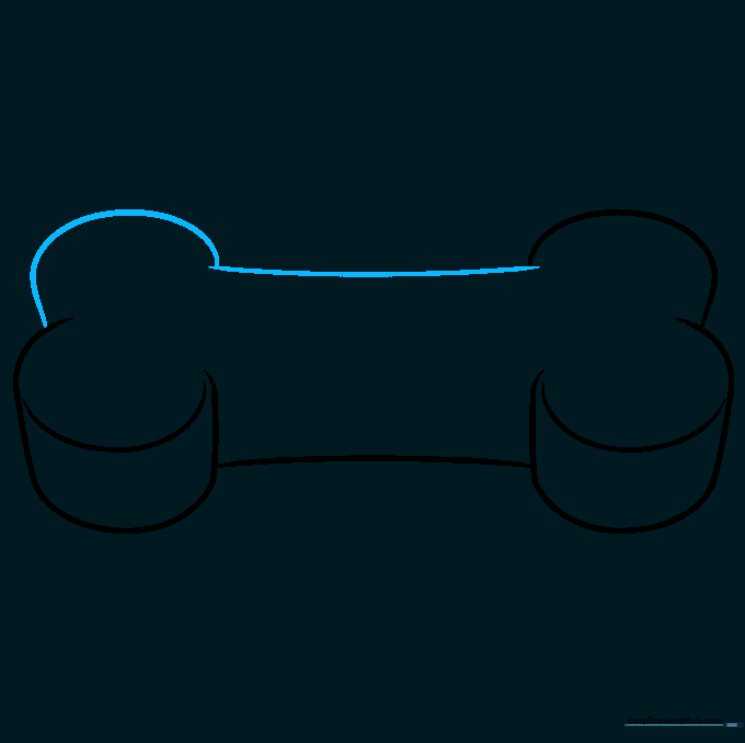 Drawing showing the full outline of the bone-shaped dog biscuit.
