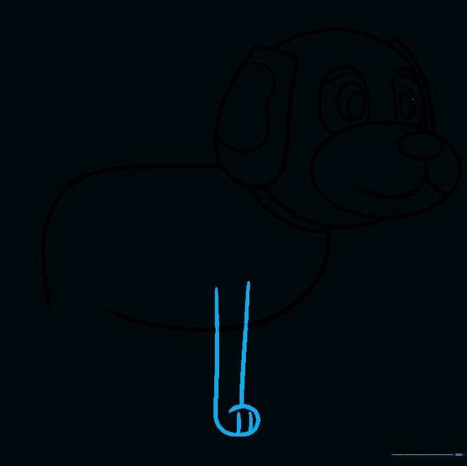 Adding the first front leg with rounded paw and toe details.