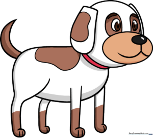 A friendly, colorful cartoon dog illustration perfect for kids to learn drawing.