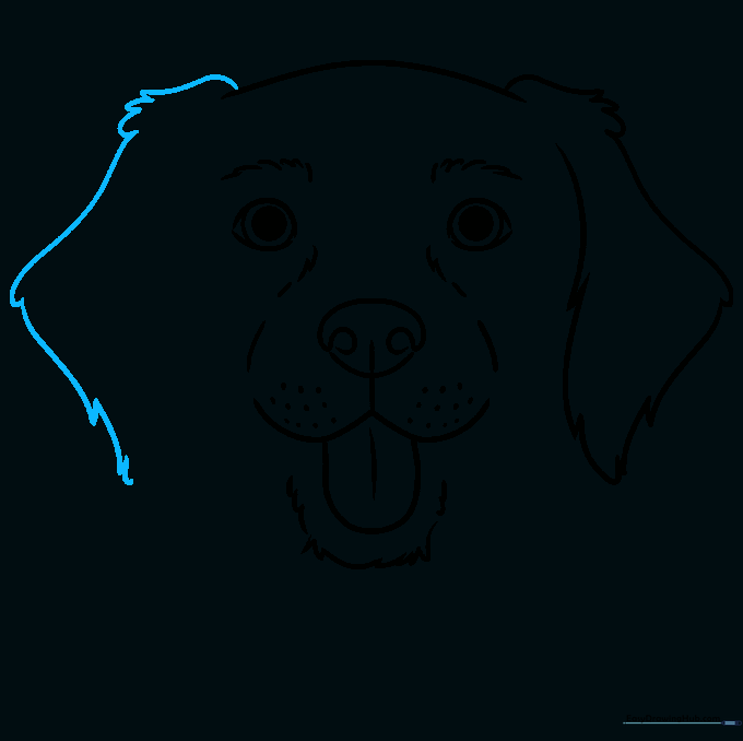 Adding the second ear to complete the dog's head shape.
