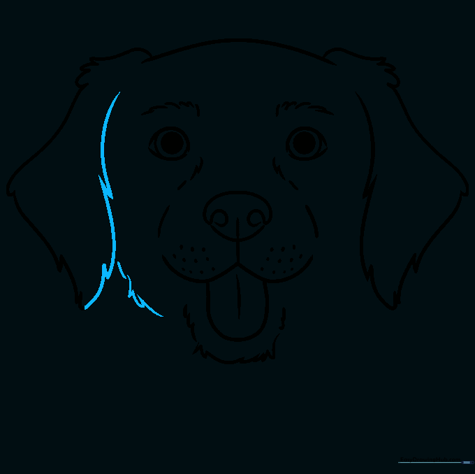 Adding fur details to the cheeks and sides of the dog's face.