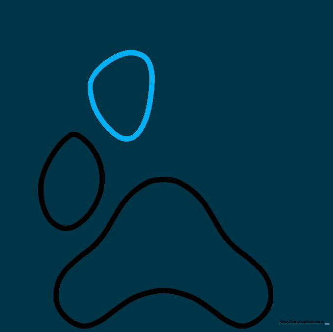 Sketching a second oval toe pad next to the first one.