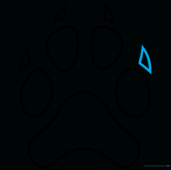 Adding the fourth claw to complete the outline of the paw print.