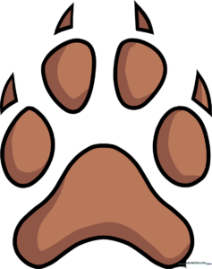 A completed, colorful dog paw print illustration, perfect for kids' art projects.