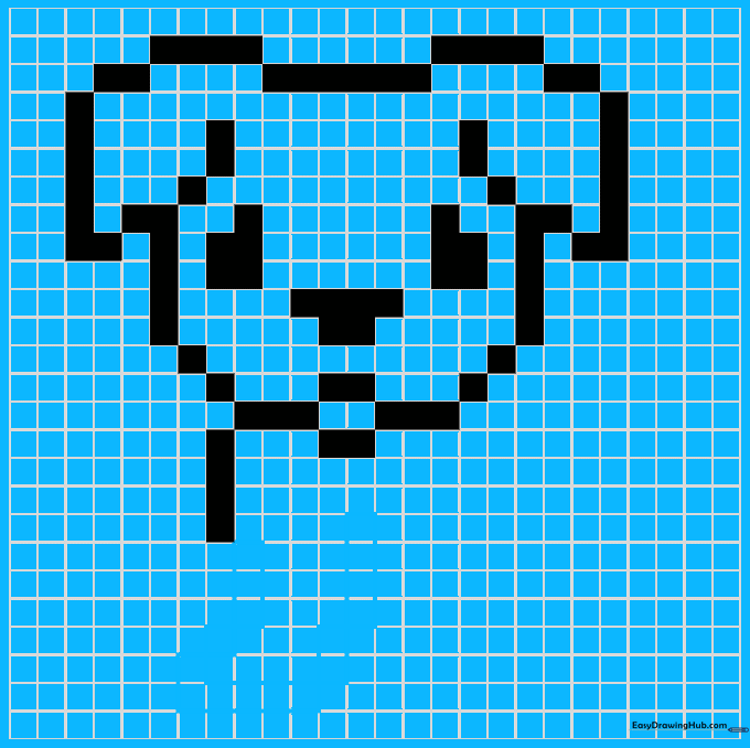 Grid drawing showing the first front leg of the dog.
