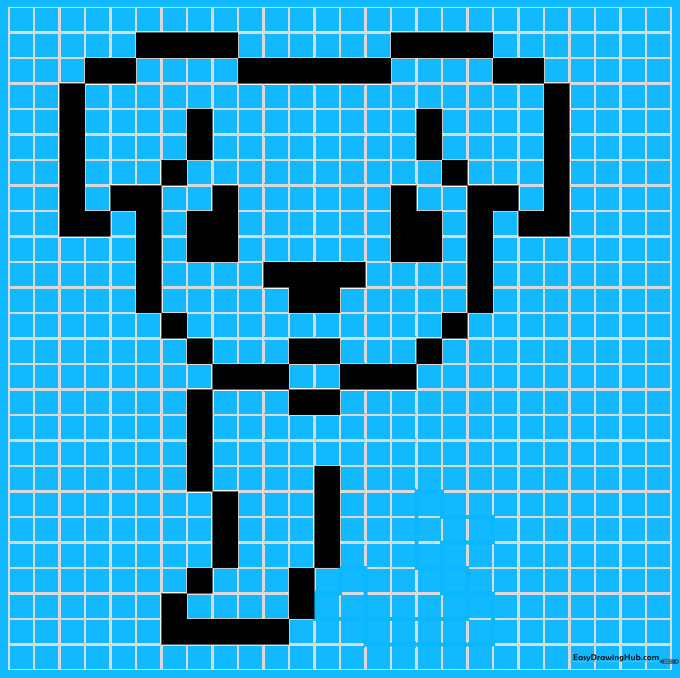 Grid drawing showing both front legs completed.