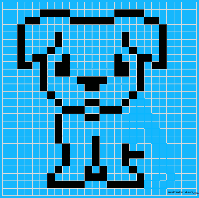 Grid drawing showing the back and shoulder outline.