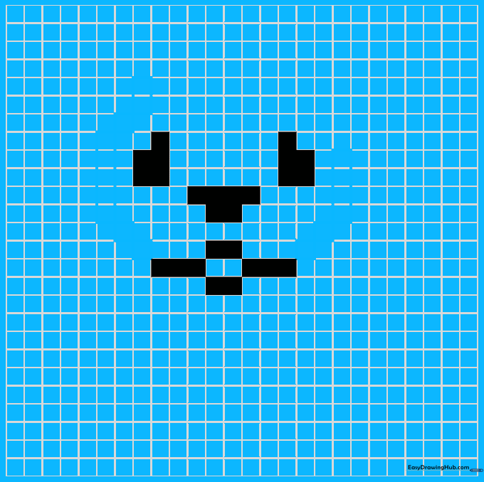 Grid drawing showing the outline of the dog's head shape.