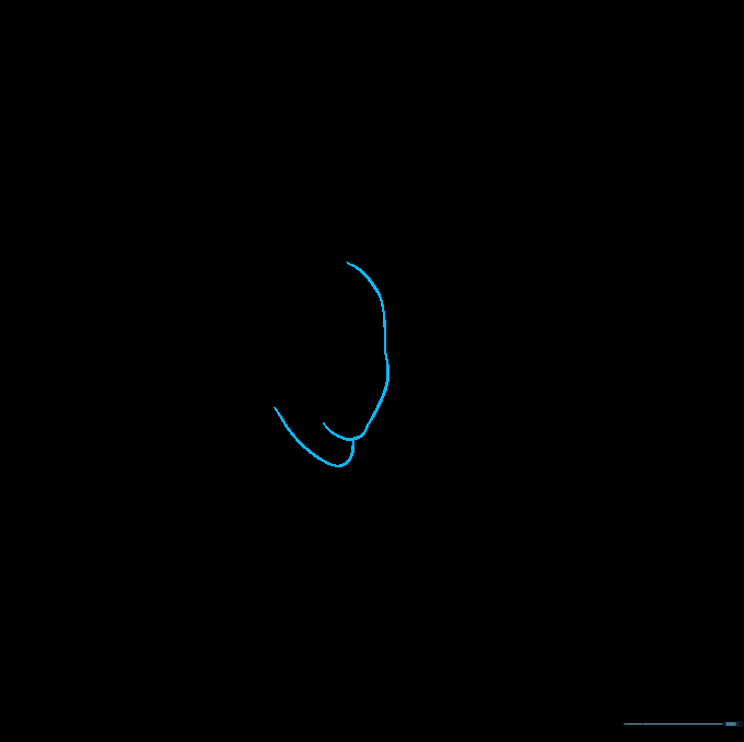 A simple outline of a human head and neck representing the portrait on the bill.