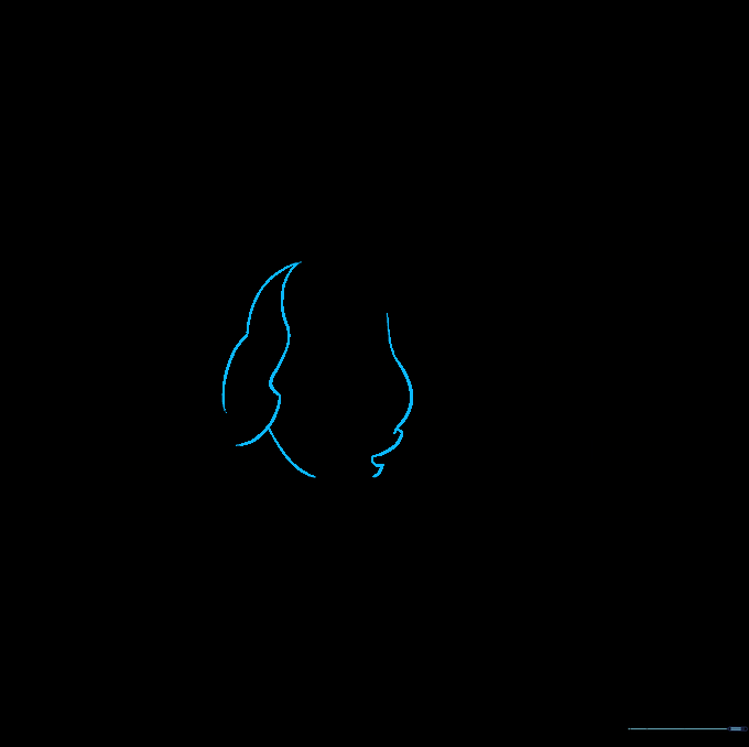 The portrait now includes hair and a collar, adding character to the figure.
