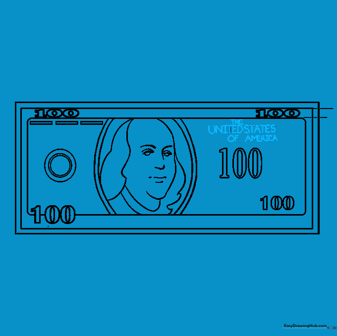 The text 'THE UNITED STATES OF AMERICA' is written clearly on the bill.