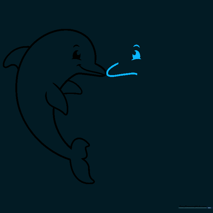 Mirroring the first dolphin to begin the second half of the heart shape.