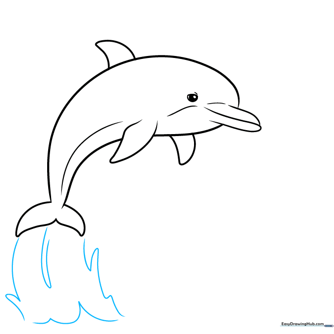 Dolphin jumping out of water with splash effects added around the base.