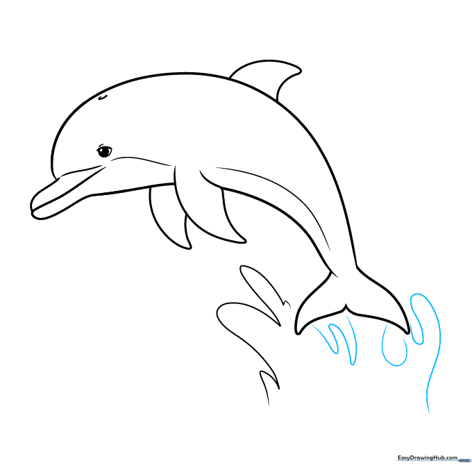 Developing the water splash with additional curved lines to create a dynamic effect.