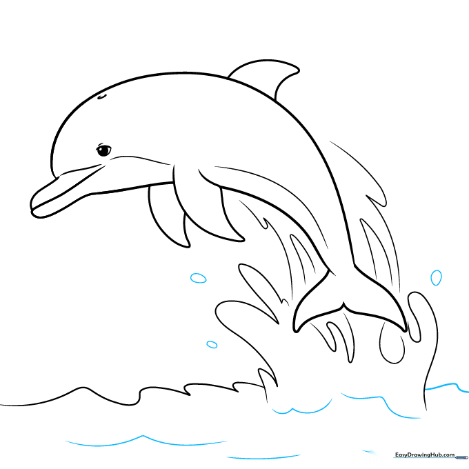 Adding small oval droplets around the splash to complete the action scene.
