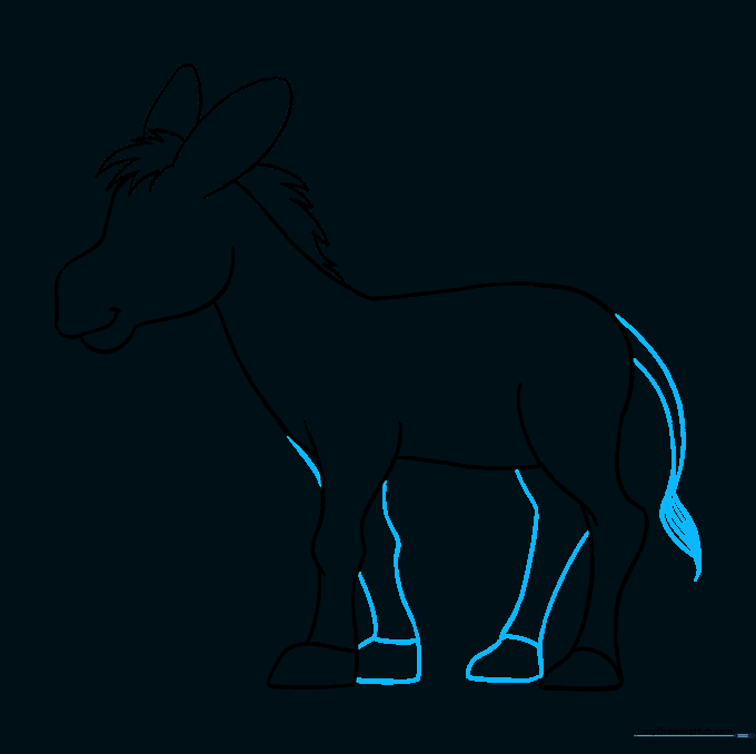 The donkey with added tail and far-side legs for depth.