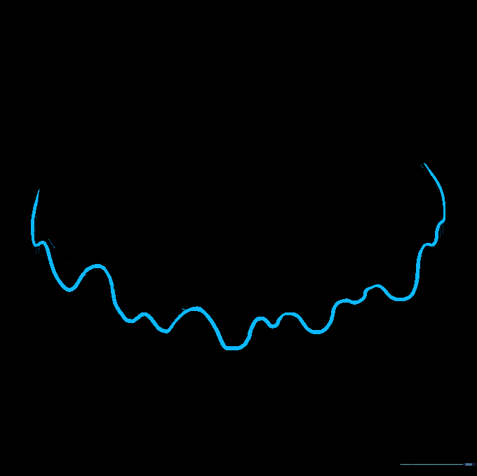 A wavy line drawn along the perimeter of the donut to represent dripping icing.