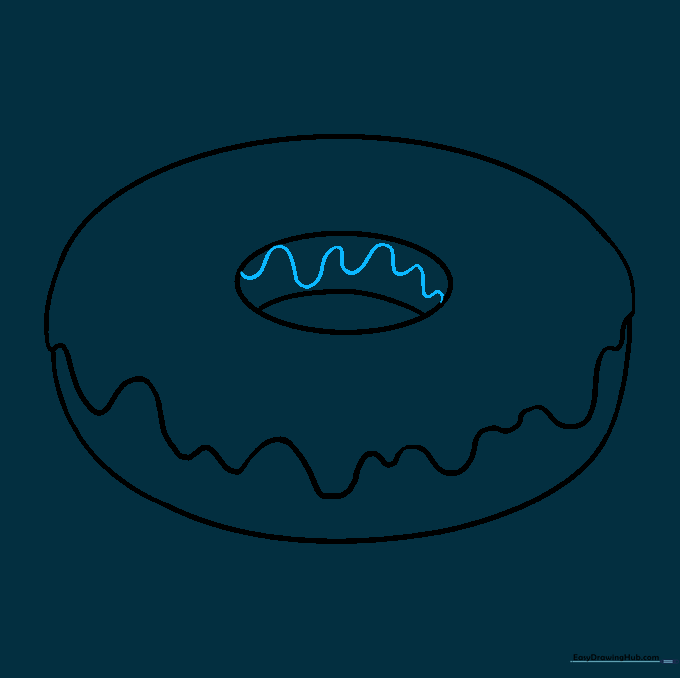 Small wavy lines added inside the donut hole to represent icing dripping into the center.