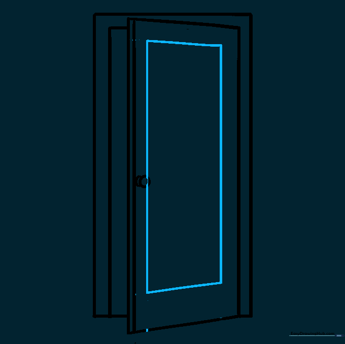 A rectangle drawn inside the door to create a panel detail.