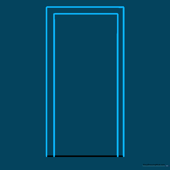 Two nested rectangles forming the outline of a door frame.