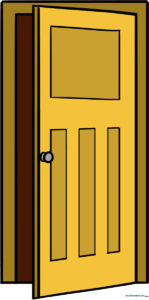 A colorful, finished illustration of a cartoon-style door.