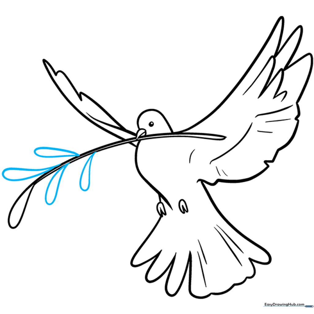 Adding multiple leaves to the olive branch held by the dove.