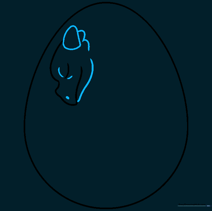 Adding a dragon horn and jaw detail to the hatching egg sketch.