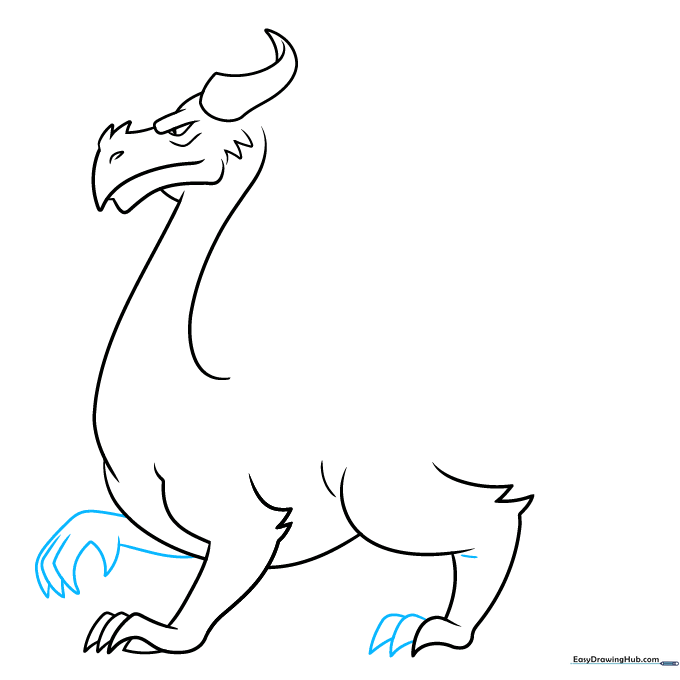 Detailed view of the dragon's feet and claws.