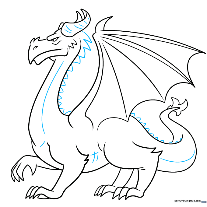 Adding final texture details to the dragon's body and back.