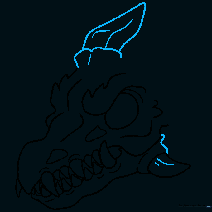 Drawing the first dragon horn with texture lines