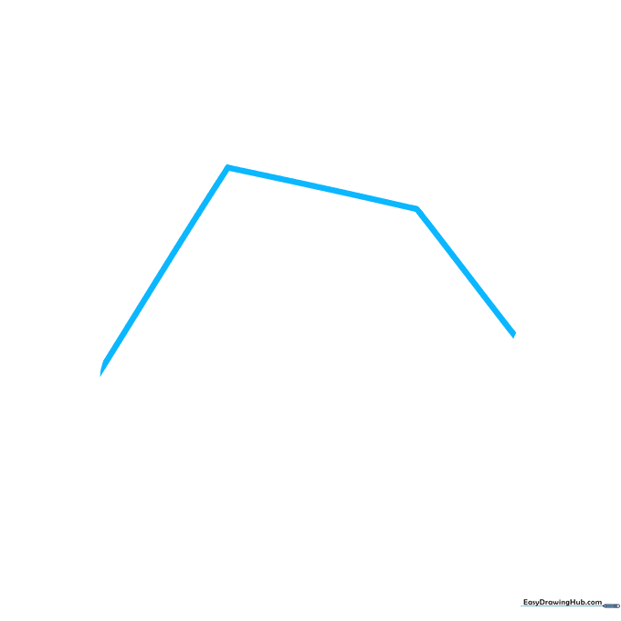 Pencil sketch of the top half of a dreidel showing an inverted V shape on white paper.