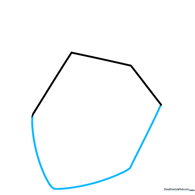 Drawing the pointed bottom section of the dreidel to complete the main body shape.