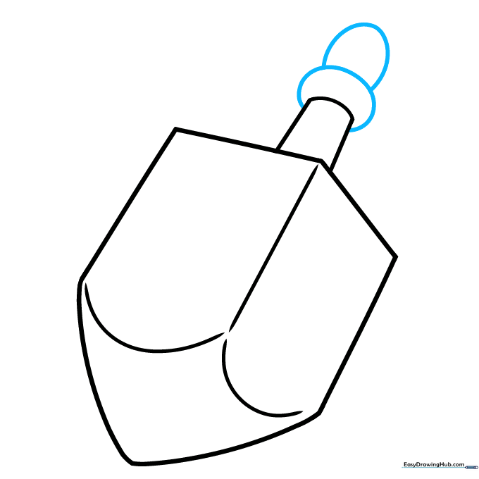 Adding two small partial ovals to the top of the dreidel handle for realistic detail.
