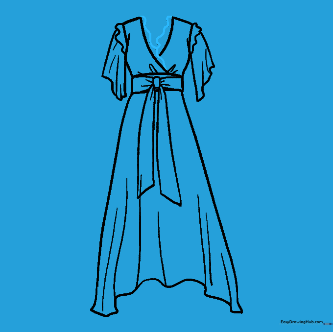 Adding lace trim to the neckline and erasing unnecessary guidelines