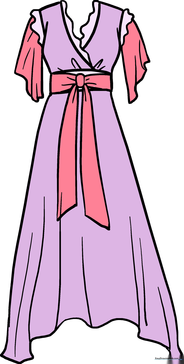 A beautiful, finished dress illustration showcasing the final result of the tutorial