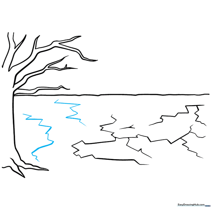 The ground area is now fully detailed with numerous cracks, creating a dry soil texture.