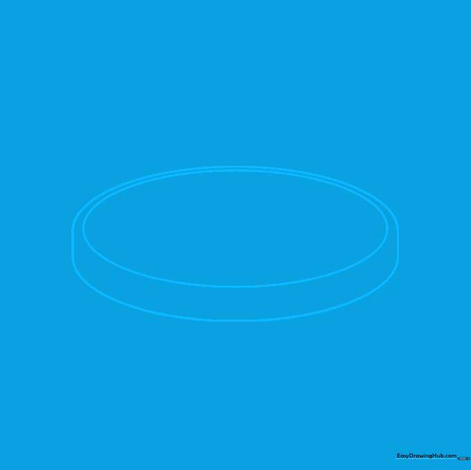 A light pencil sketch of a drum body showing a top oval and vertical side walls.