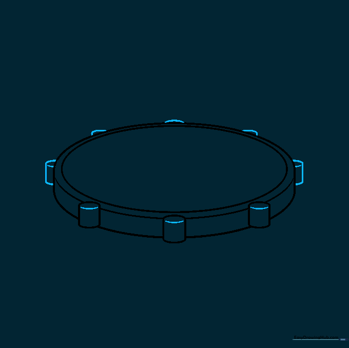 Adding tension rod details to the sides of the drum using cylindrical shapes.