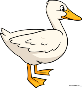 A friendly, finished cartoon duck drawing, perfect for kids to learn from.