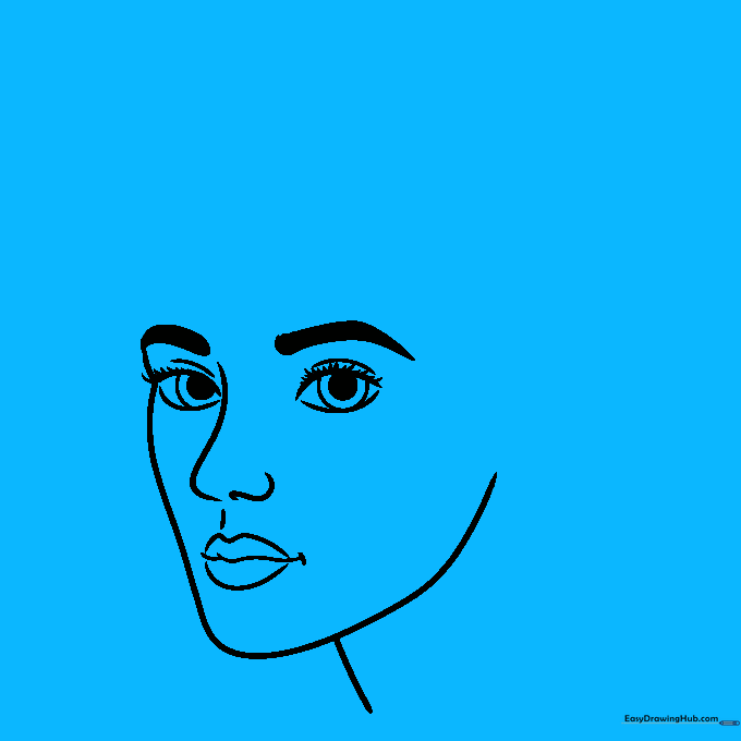 Adding the ear and initial hair lines to the portrait.
